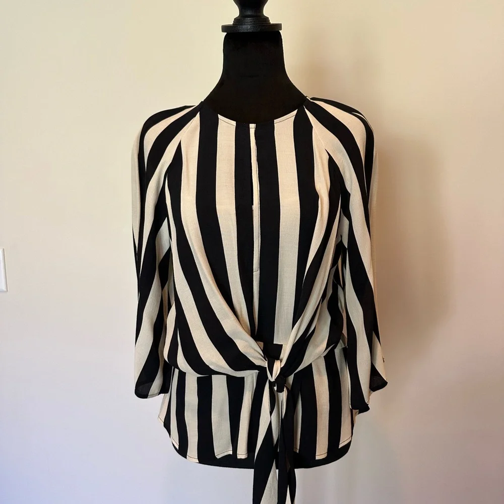 Topshop Black and White Striped Blouse - Picture 4 of 8
